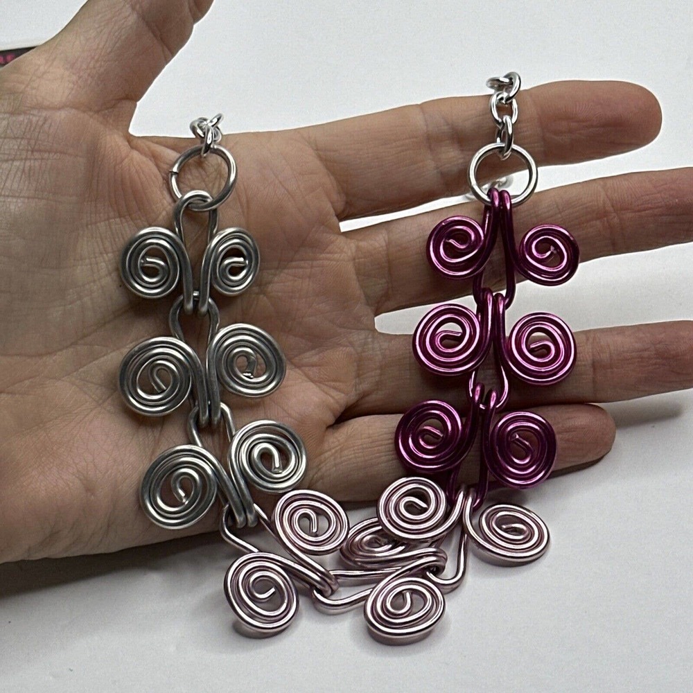 Inspired Wire Works Necklace Elegance Pink Ombre handmade by CHris Gurney 18"